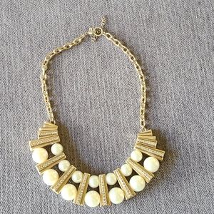 Faux pearl and crystal necklace